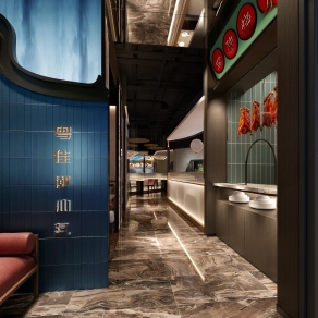 新中式中餐厅3D模型下载